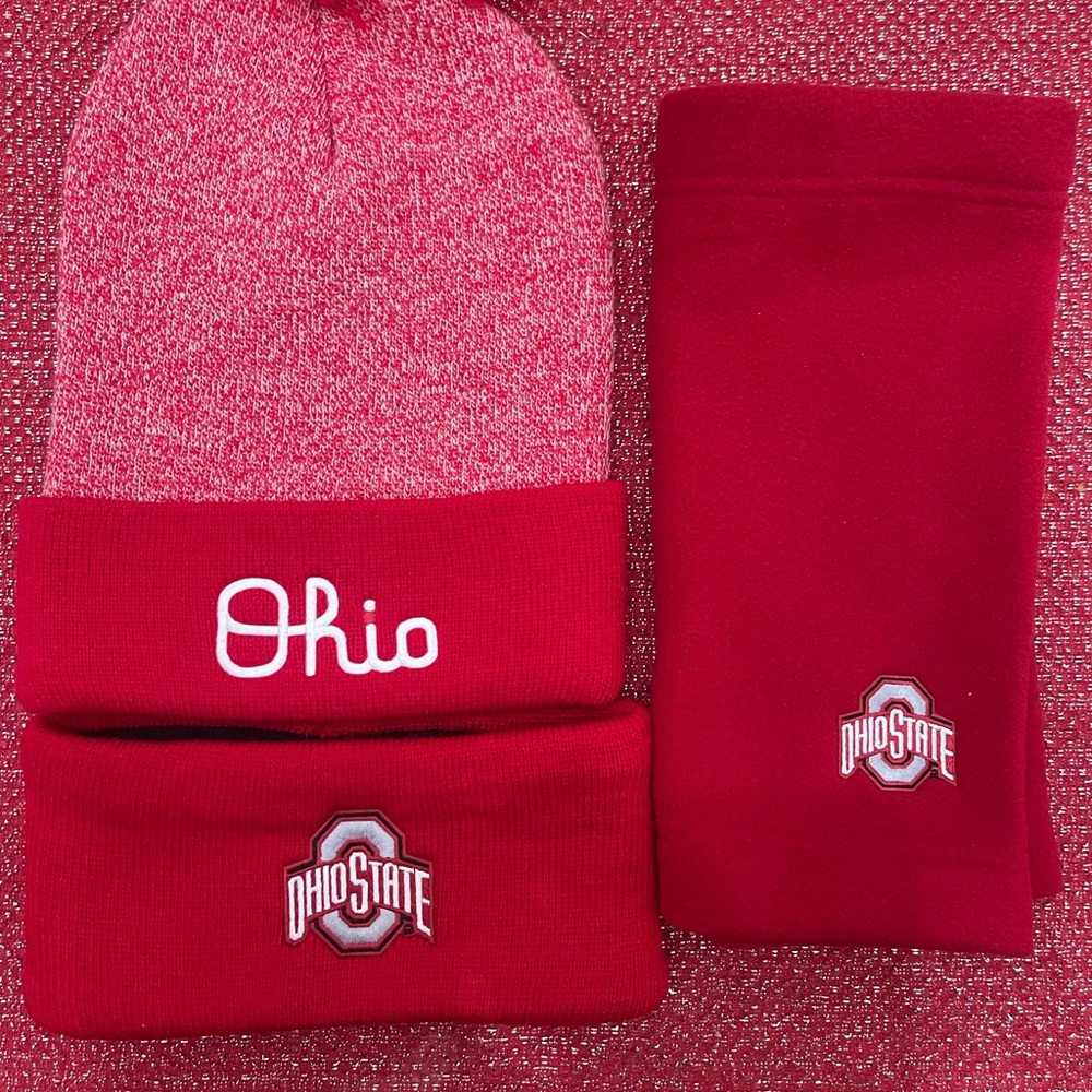 Men’s Ohio State Red Knit Hat and Scarf Set